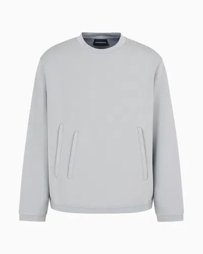 Emporio Armani Travel Essential Modal-blend Double Jersey Sweatshirt In Gray