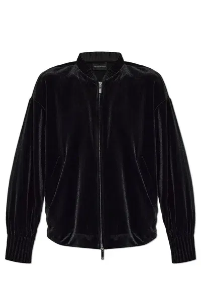 Emporio Armani Velvet Sweatshirt In Black