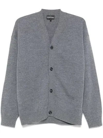 Emporio Armani Virgin-wool Cardigan In Gray