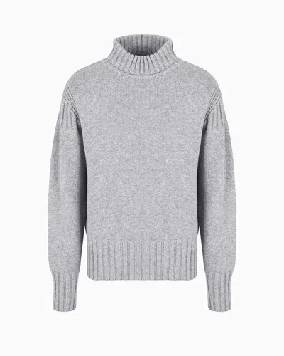 Emporio Armani Wool And Cashmere-blend Rollneck In Gray