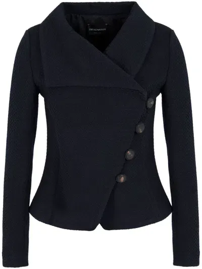 Emporio Armani Wool Blend Jacket In Black