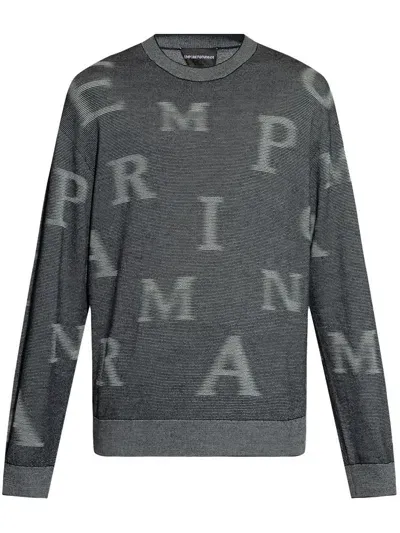 Emporio Armani Wool Crewneck Sweater In Gray