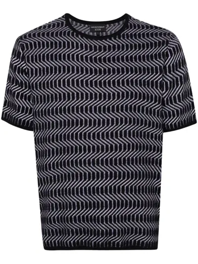 Emporio Armani Zigzag-pattern Sweater In Blue