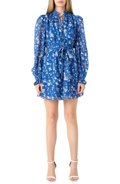 Endless Rose Long-sleeve Mini Dress In Blue