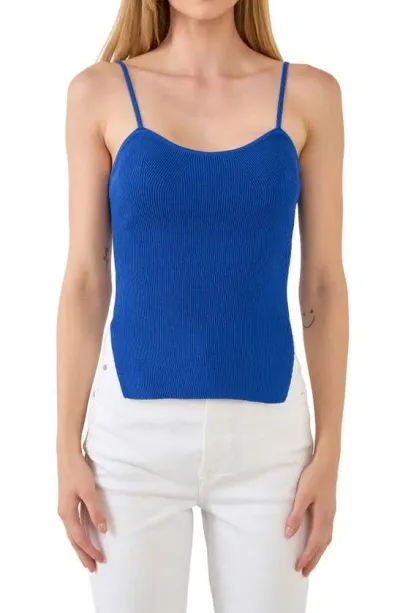 Endless Rose Ribbed Corset Camisole In Blue