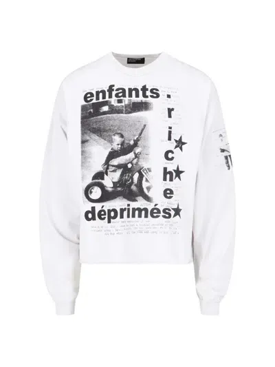 Enfants Riches Deprimes ‘my Underground/tricycle Ls' Crop T-shirt In White