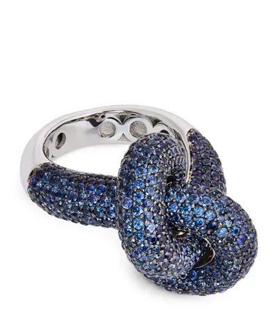 Engelbert White Gold And Sapphire The Legacy Knot Ring In Blue