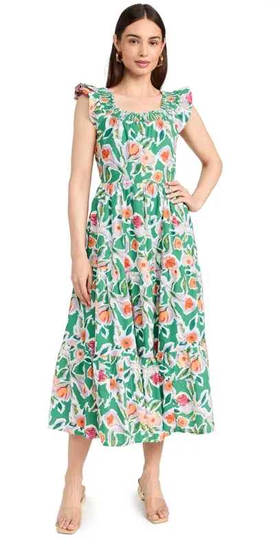 English Factory Back Bow Floral Midi Dress Multi