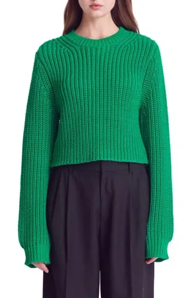 English Factory Crewneck Crop Sweater In Green