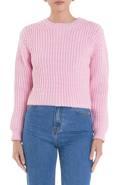 English Factory Crewneck Crop Sweater In Pink