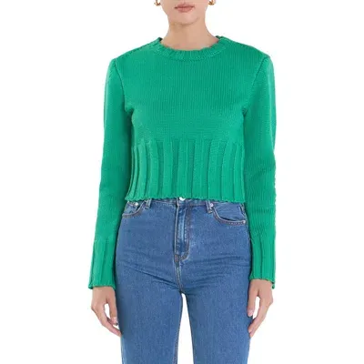 English Factory Cutout Crop Sweater In Green