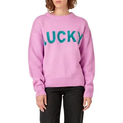 English Factory Glitter Lettering Sweater In Pink