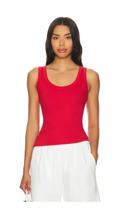 Enza Costa Supima Rib Scoop Tank In Red