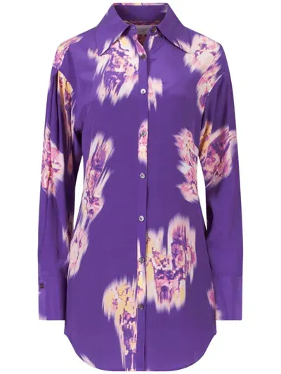 Equipment Floral-print Silk Shirtdress In Purple