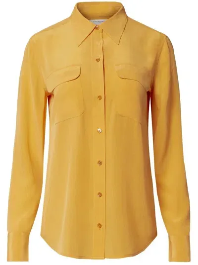 Equipment Silk Long-sleeve Shirt In Orange