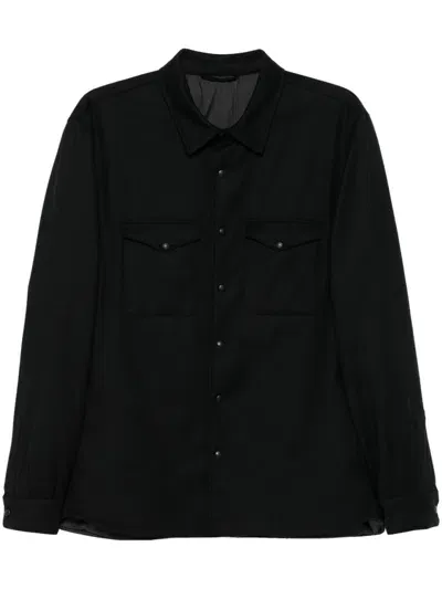 Eraldo Virgin Wool Shirt Jacket In Black