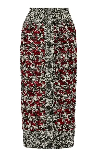 Erdem Textured Wool-blend Midi Skirt In Multi