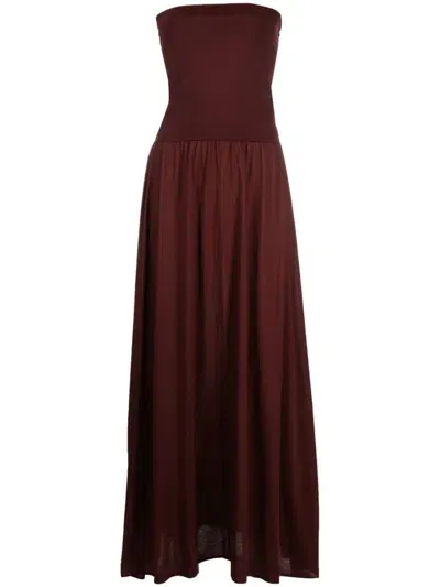 Eres Ankara Convertible Cotton And Stretch-jersey Maxi Dress In Brown