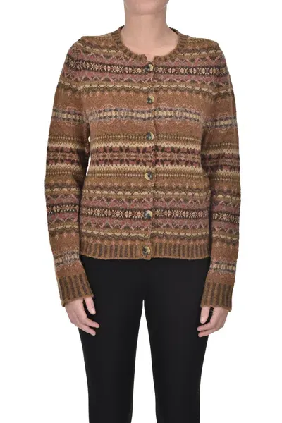 Eribé Jacquard Knit Cardigan In Brown