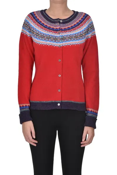 Eribé Jacquard Knit Cardigan In Red