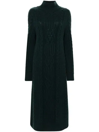 Eric Bompard Cable-knit Cashmere Dress In Green