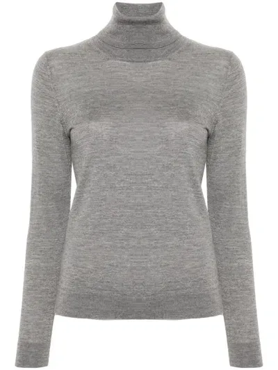 Eric Bompard Fine-knit Turtleneck Sweater In Grey