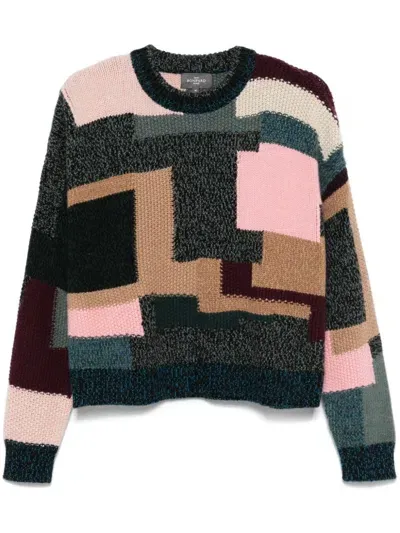 Eric Bompard Patchwork Sweater In Pink