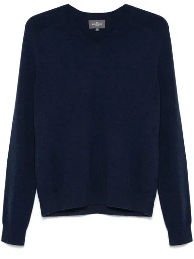 Eric Bompard V-neck Hammer-sleeve Jumper In Blue