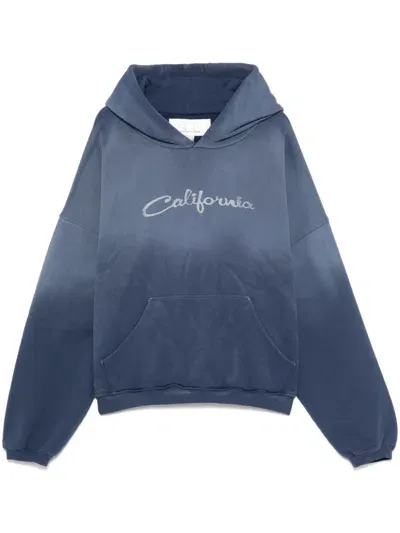 Erl California-print Hoodie In Blue