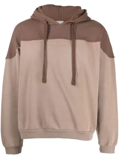 Erl Embroidered-logo Cotton Hoodie In Brown