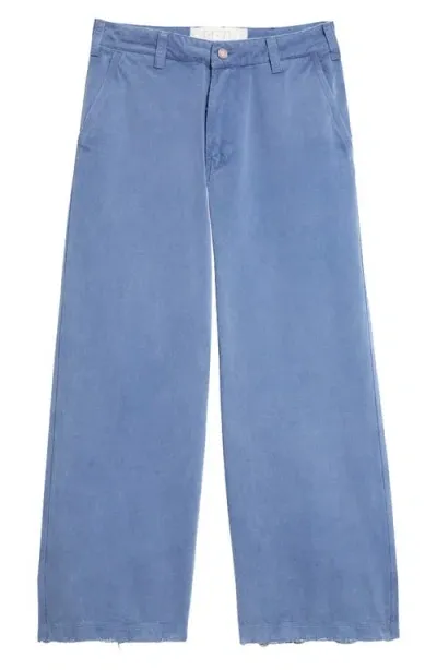 Erl Gender Inclusive Raw Hem Twill Pants In Blue