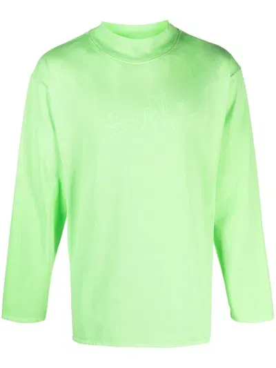 Erl Graphic-print Cotton Sweatshirt In Green