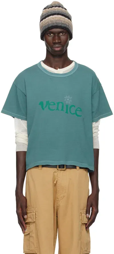 Erl Green 'venice' T-shirt In Jade Green