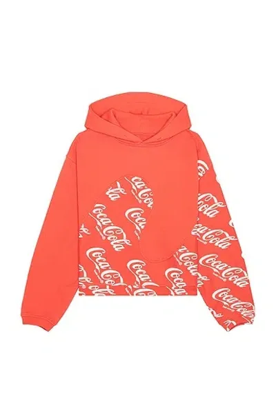 Erl Men Coca Cola Swirl Hoodie Knit In Red