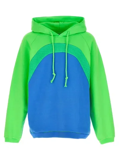 Erl Rainbow Cotton Hoodie In Blue