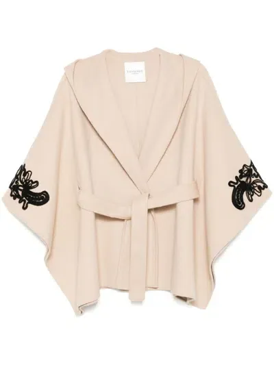 Ermanno Firenze Tied-up Cape In Neutral