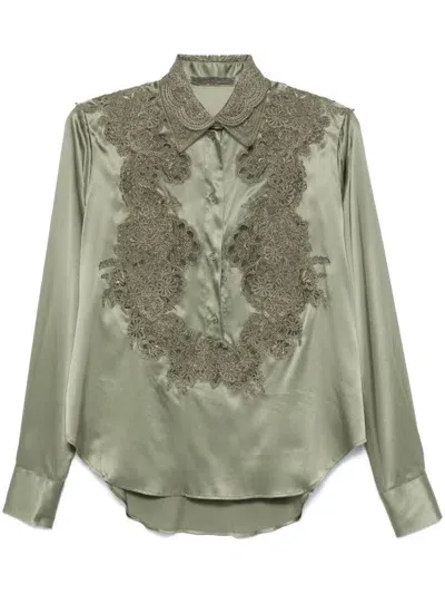 Ermanno Scervino Corded Lace-detail Blouse In Green