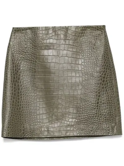 Ermanno Scervino Crocodile-embossed Mini Skirt In Green