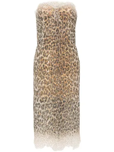 Ermanno Scervino Crystal-embellished Midi Dress In Gold