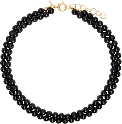 Ernest W Baker Black Agate Pearl Necklace