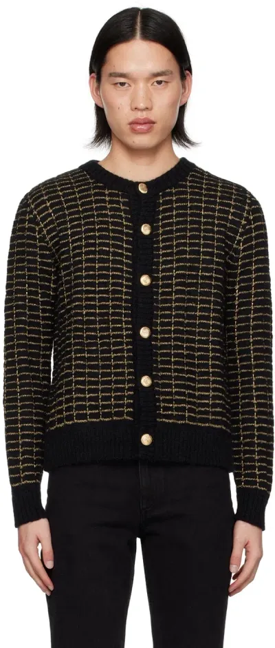 Ernest W Baker Black & Gold Check Cardigan