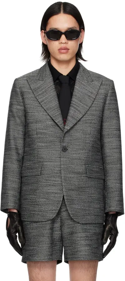 Ernest W Baker Black & White Single-breasted Blazer In Bkwhite