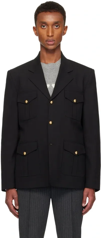 Ernest W Baker Black Military Four Pocket Blazer