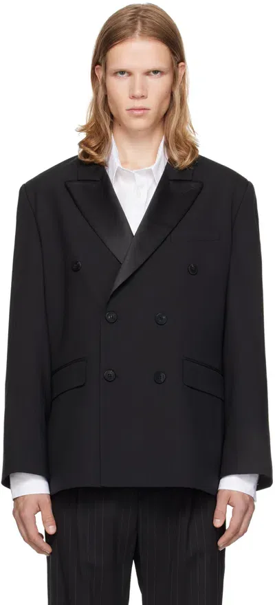 Ernest W Baker Black Peaked Lapel Blazer