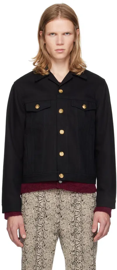 Ernest W Baker Black Studded Denim Jacket