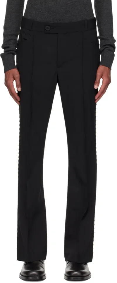 Ernest W Baker Black Studded Flare Trousers In Black W/ Gold Studs