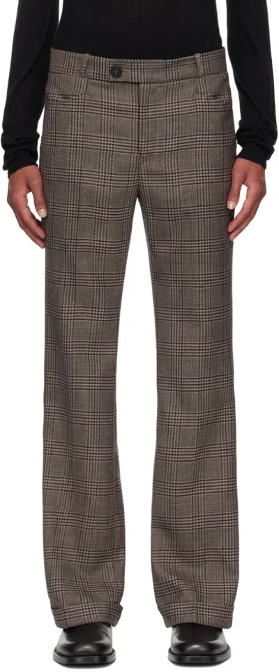 Ernest W Baker Brown Check Cuffed 70's Trousers