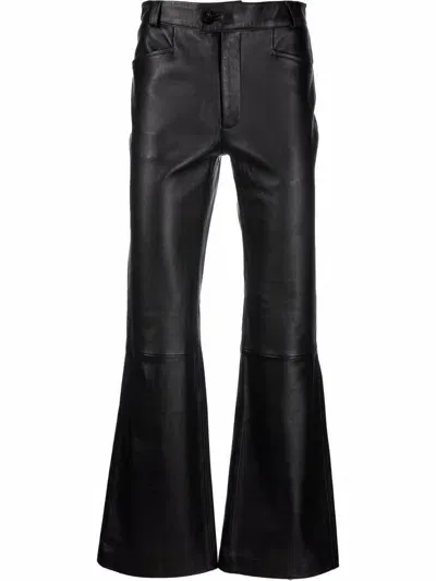 Ernest W Baker Leather Flare-leg Trousers In Black