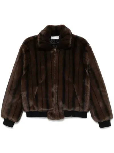 Ernest W Baker Brown Harrington Faux-fur Jacket