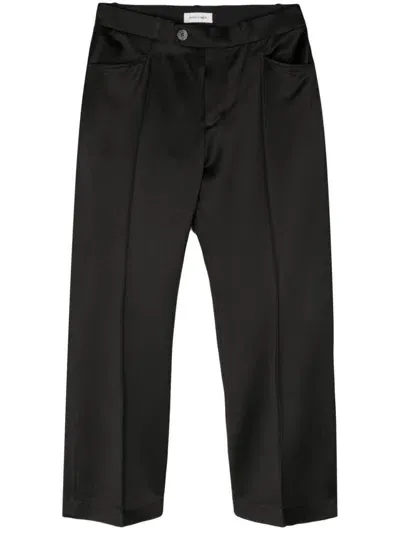 Ernest W Baker Raised-seam Satin Flared Trousers In Black